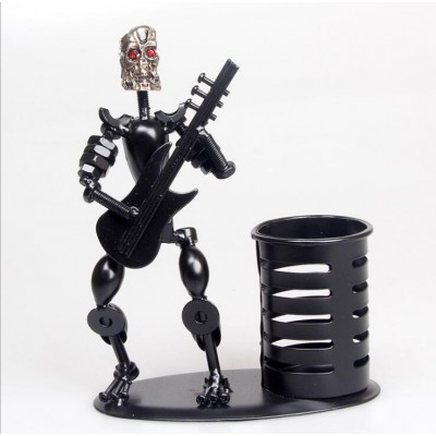 Hot Sale Personality Creative Metal Craft Skull Shape Students Gifts Iron Band Brush Pot